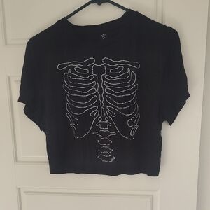 SHEIN Black Skeleton Short Sleeve Tee